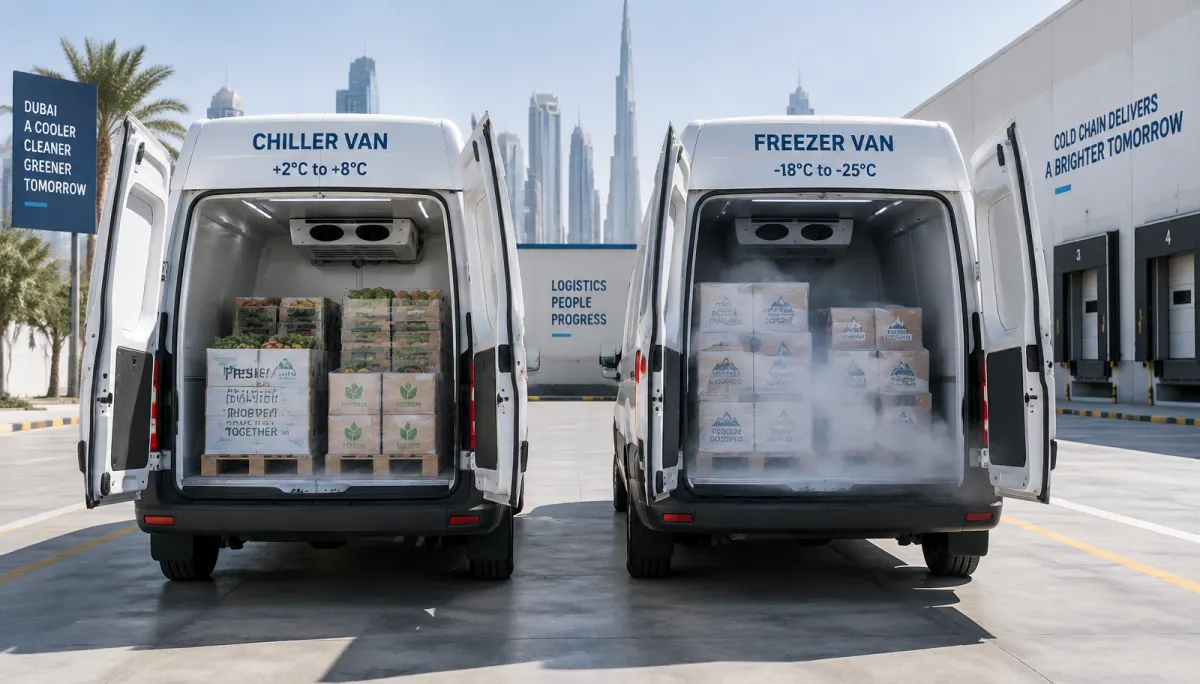 Chiller van and freezer van side by side in Dubai